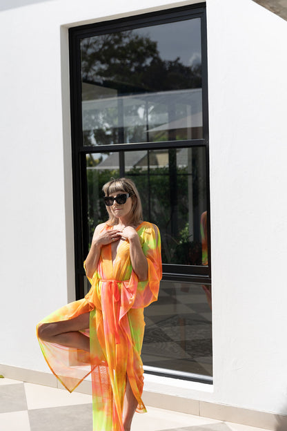 LUNA : Kaftan // Neon Coral