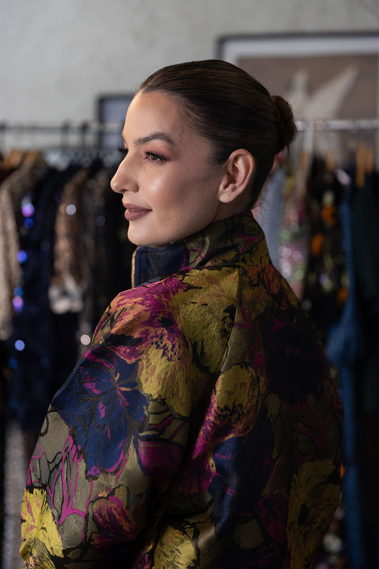 SASHA : Green + Navy Flowers